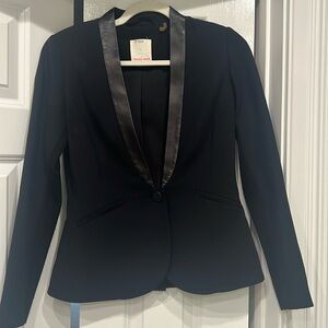 Rebecca Taylor black blazer with leather trim size 2